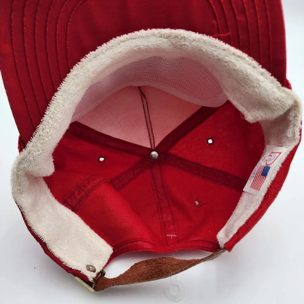 Vintage 90s Adhesive Services‎ Company Houston Texas Red Hat Cap Made In USA